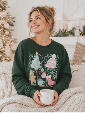 Cozy Christmas holiday long sleeve t-shirt